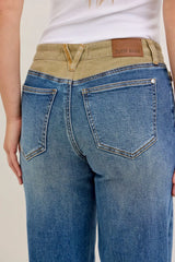 Judy Blue MR Column Straight Jeans with Corduroy Waist - Trendsi - Flyclothing LLC