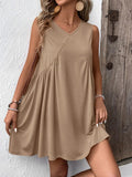 Ivy Lane Ruched V-Neck Sleeveless Mini Dress - Trendsi