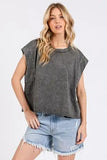 Mittoshop Round Neck Cap Sleeve T-Shirt - Trendsi