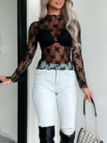 Mock Neck Long Sleeve Blouse - Trendsi - Flyclothing LLC