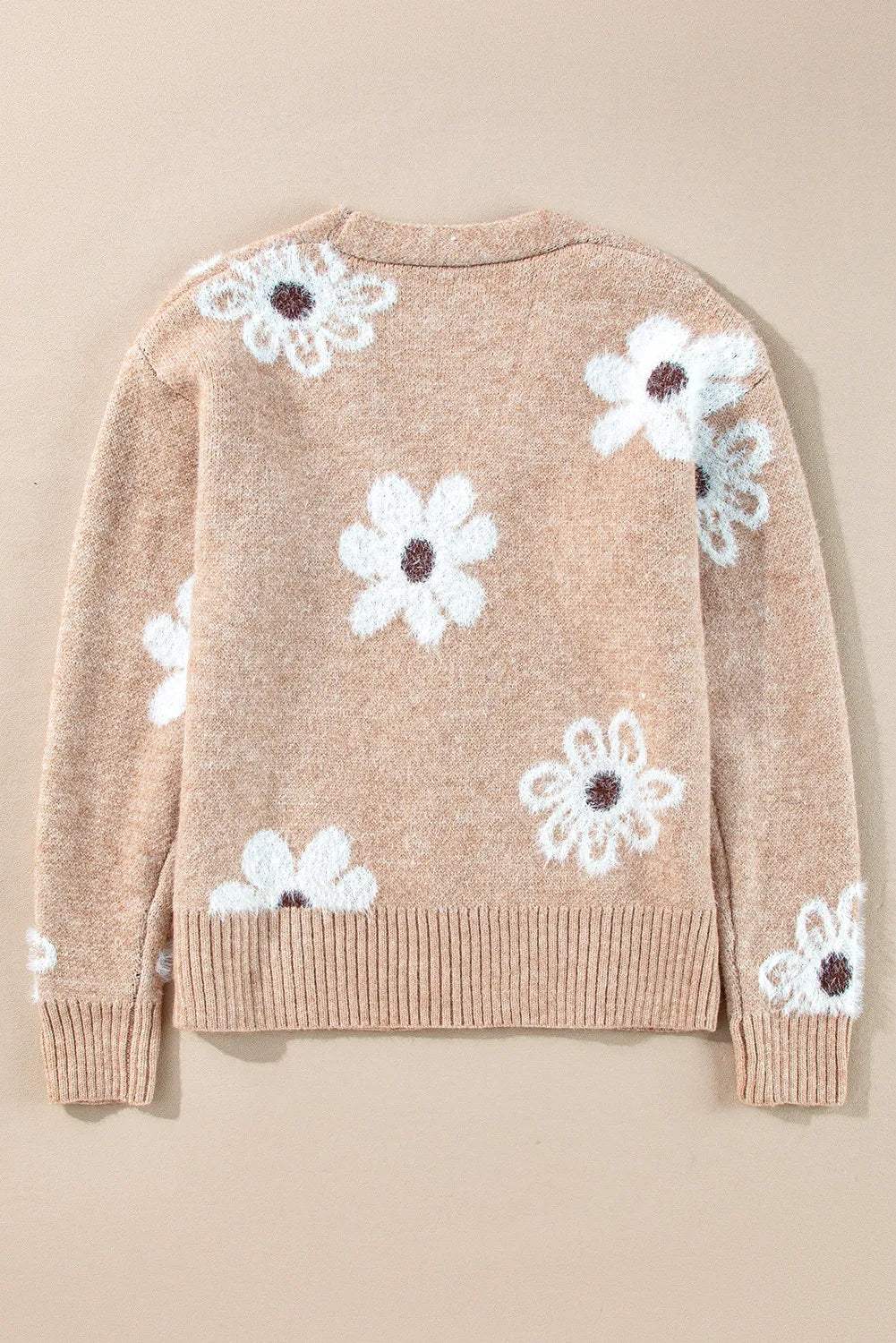 Flower Button Up Long Sleeve Cardigan - Trendsi - Flyclothing LLC