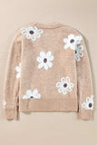Flower Button Up Long Sleeve Cardigan - Trendsi - Flyclothing LLC