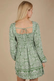 VERY J Printed Smocked Chest Boho Mini Dress - Trendsi