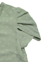 Perfee Swiss Dot Round Neck Petal Sleeve Blouse - Trendsi - Flyclothing LLC