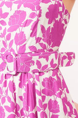 And The Why Square Neck Belted Floral Printed Midi Dress - Trendsi - Flyclothing LLC