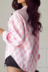 Geometric Print Textured Flap Pocket Shacket - Trendsi - Flyclothing LLC