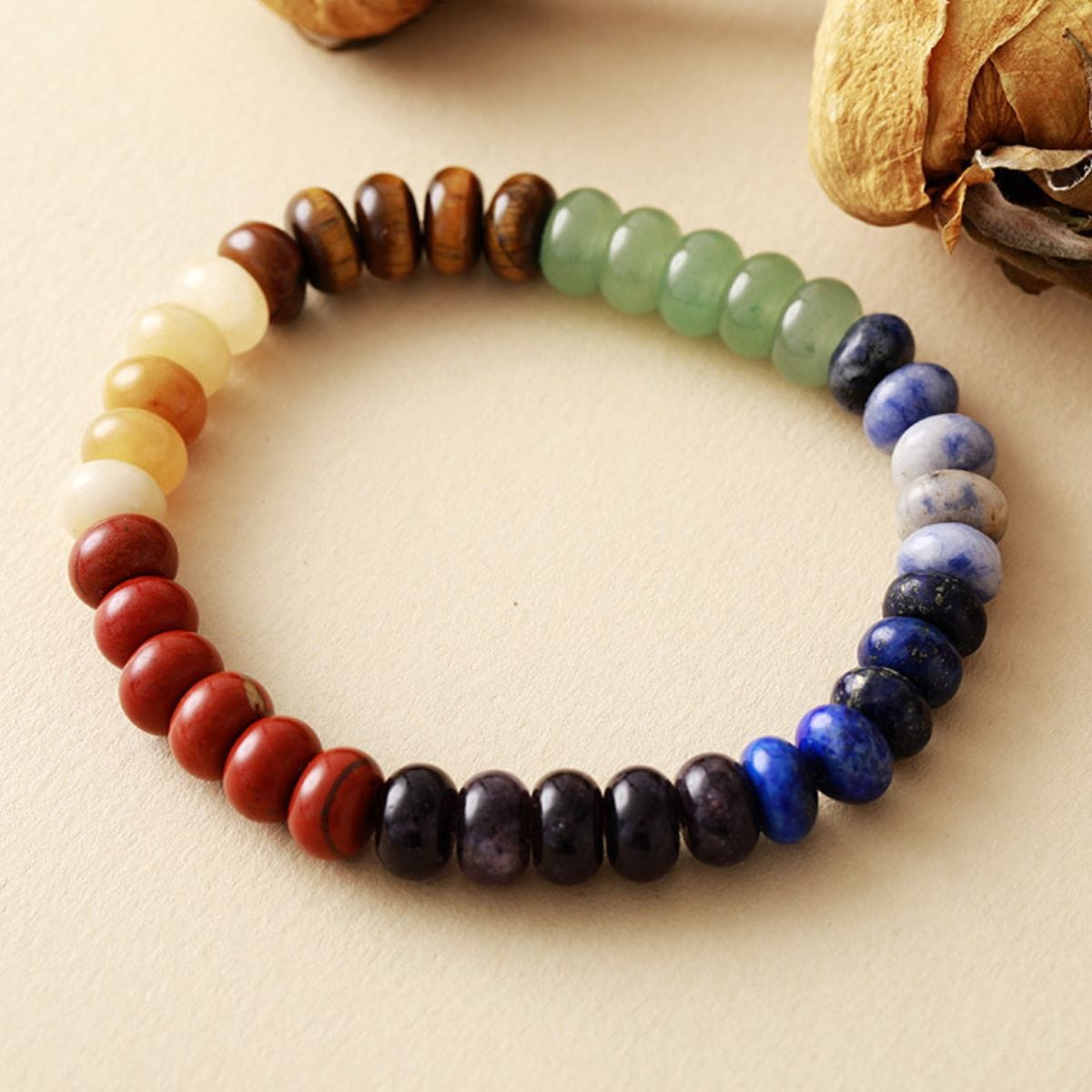 Contrast Natural Stone Bead Bracelet - Trendsi