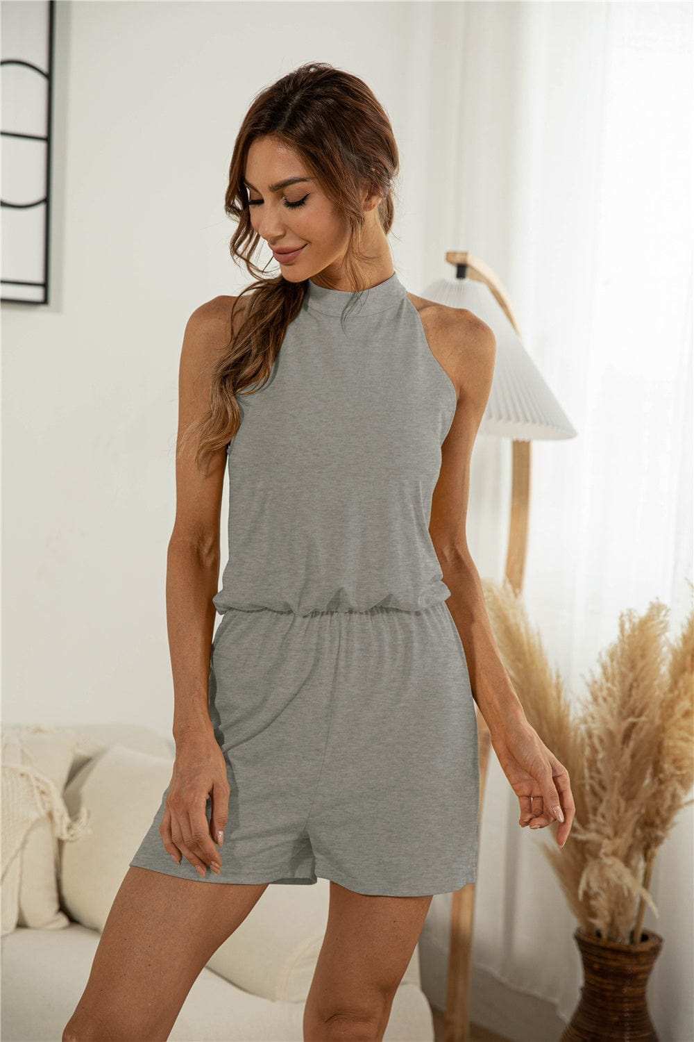 Cutout Grecian Neck Romper - Trendsi - Flyclothing LLC