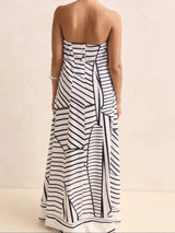 Smocked Printed Tube Maxi Dress - Trendsi - Flyclothing LLC