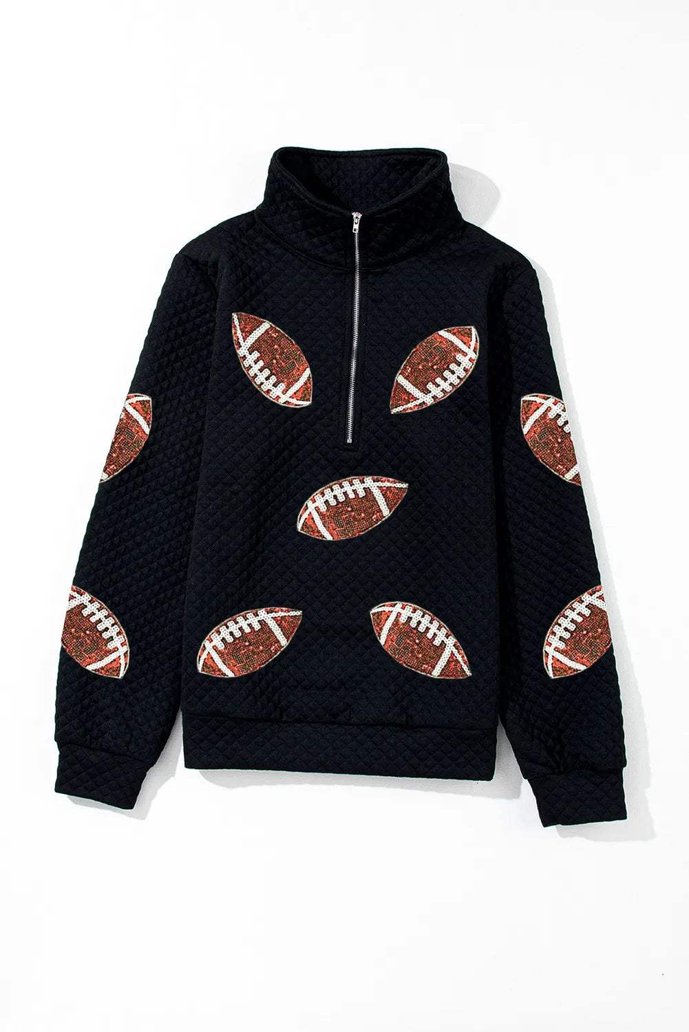Sequin Football Long Sleeve Sweatshirt - Trendsi - Flyclothing LLC