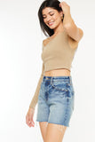 Kancan Full Size Raw Hem High Waist Denim Shorts - Trendsi