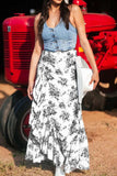 Boho Floral High Waist Ruffle Split Maxi Skirt - Trendsi - Flyclothing LLC