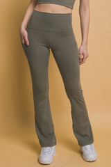 Love Tree High Waist Flare Active Leggings with Side Pockets - Trendsi
