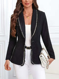 Single-Breasted Lapel Collar Blazer - Trendsi - Flyclothing LLC