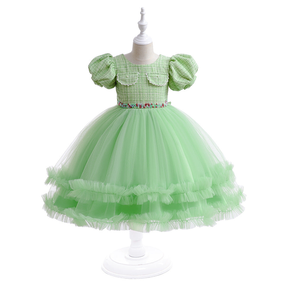 Girls' Fashion Halloween Mesh Stitching Puff Sleeve Dress - My Store - Flyclothing LLC