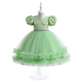 Girls' Fashion Halloween Mesh Stitching Puff Sleeve Dress - My Store - Flyclothing LLC