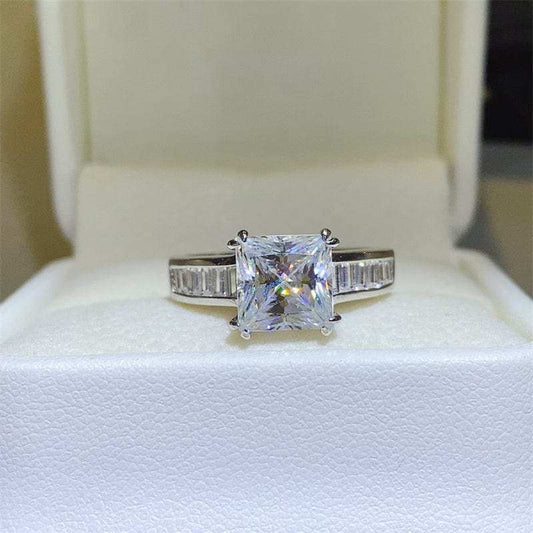 3 Carat Moissanite 925 Sterling Silver Square Shape Ring - Trendsi - Flyclothing LLC