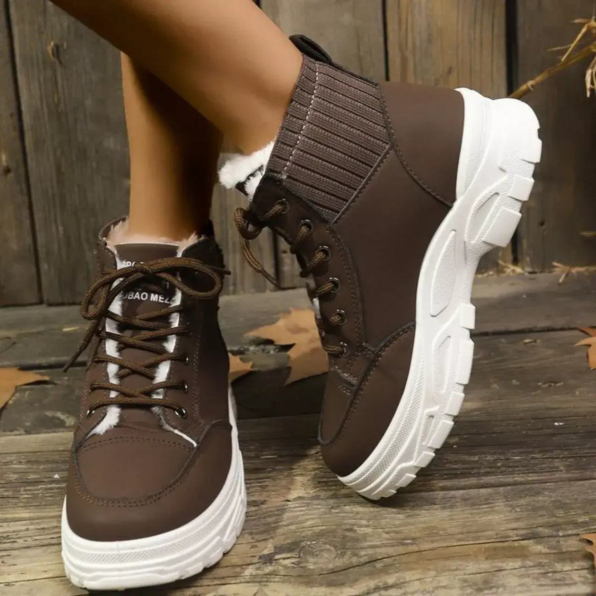 Plush Lining Lace Up Boots - Trendsi - Flyclothing LLC