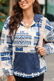 Geometric Quarter Zip Long Sleeve Hoodie - Trendsi - Flyclothing LLC