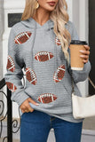 Drawstring Football Long Sleeve Hoodie - Trendsi