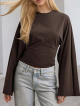 Full Size Long Sleeve Fitted T-Shirt Plus Size - Trendsi - Flyclothing LLC