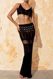 Openwork Scoop Neck Spaghetti Strap Swimsuit Cover-Up Set - Trendsi - Flyclothing LLC