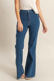 HYFVE Raw Hem High-Waist Washed Flared Jeans - Trendsi