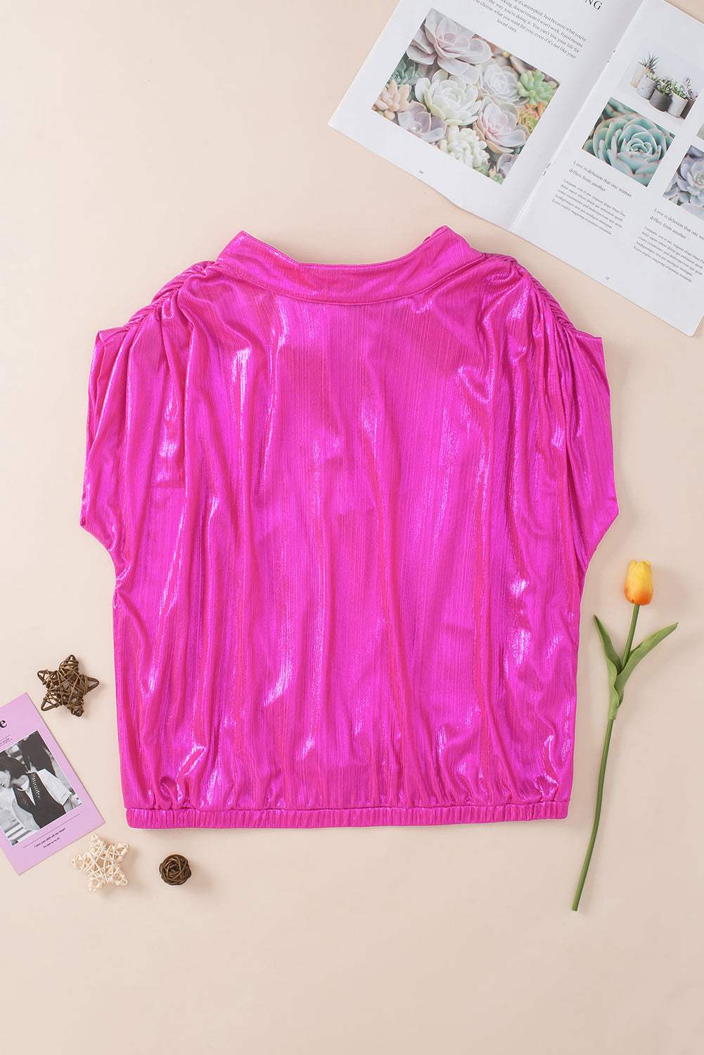 Tied Backless Round Neck Cap Sleeve Blouse - Trendsi - Flyclothing LLC