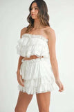 MABLE Ruffle Layered Crop Top and Mini Skirt Set - Trendsi - Flyclothing LLC