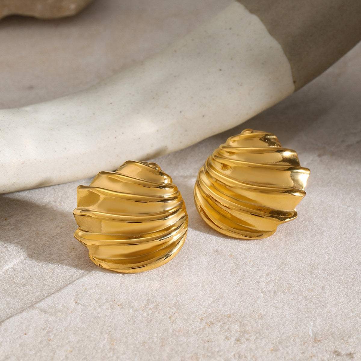 Stainless Steel Shell Shape Stud Earrings - Trendsi - Flyclothing LLC