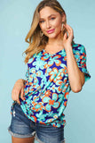 Haptics Floral Drop Shoulder Short Sleeve T-Shirt - Trendsi - Flyclothing LLC