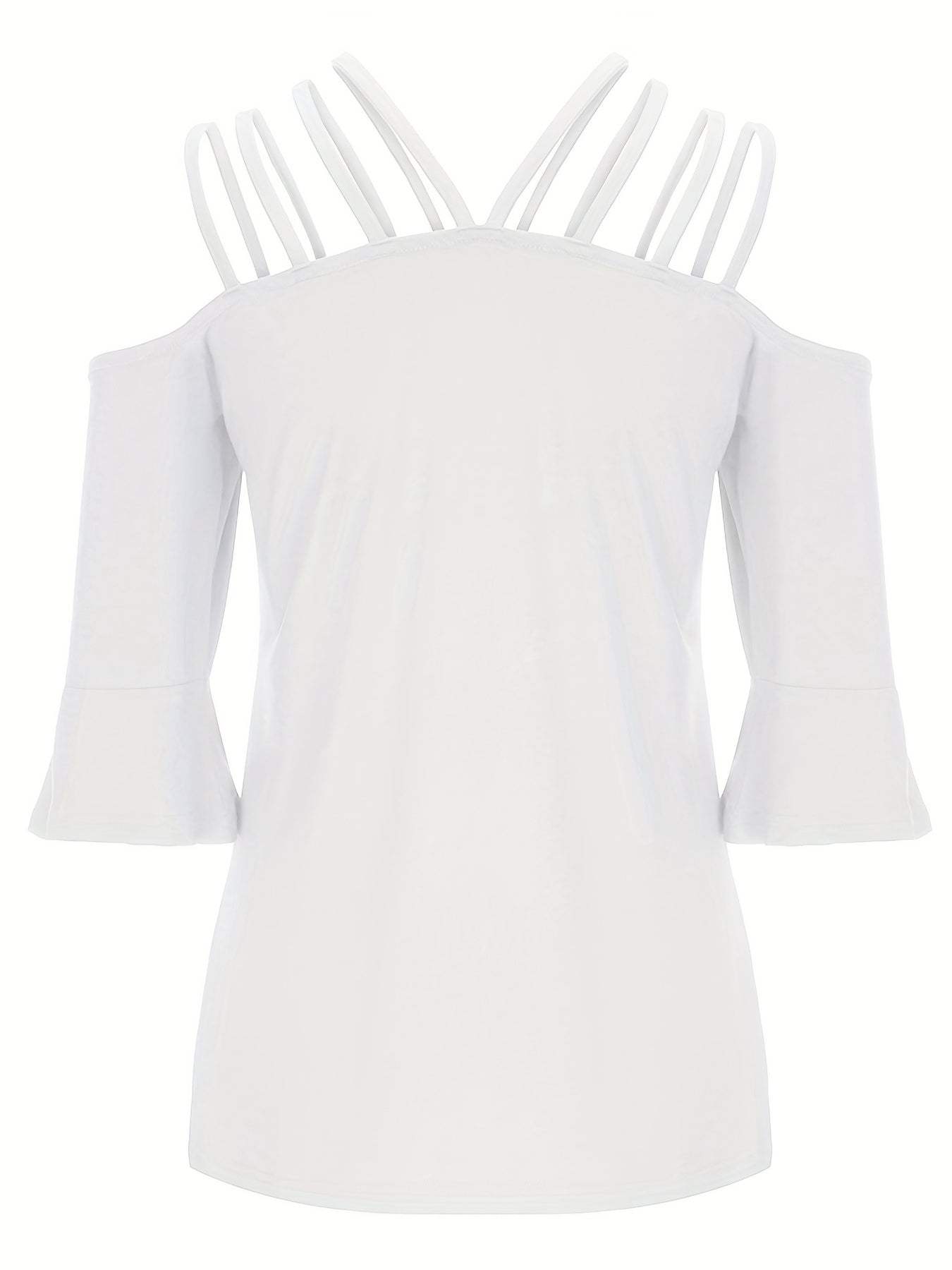 Full Size Cold Shoulder Three-Quarter Sleeve Blouse - Trendsi - Flyclothing LLC