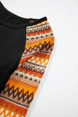 Printed Round Neck Raglan Sleeve Blouse - Trendsi - Flyclothing LLC