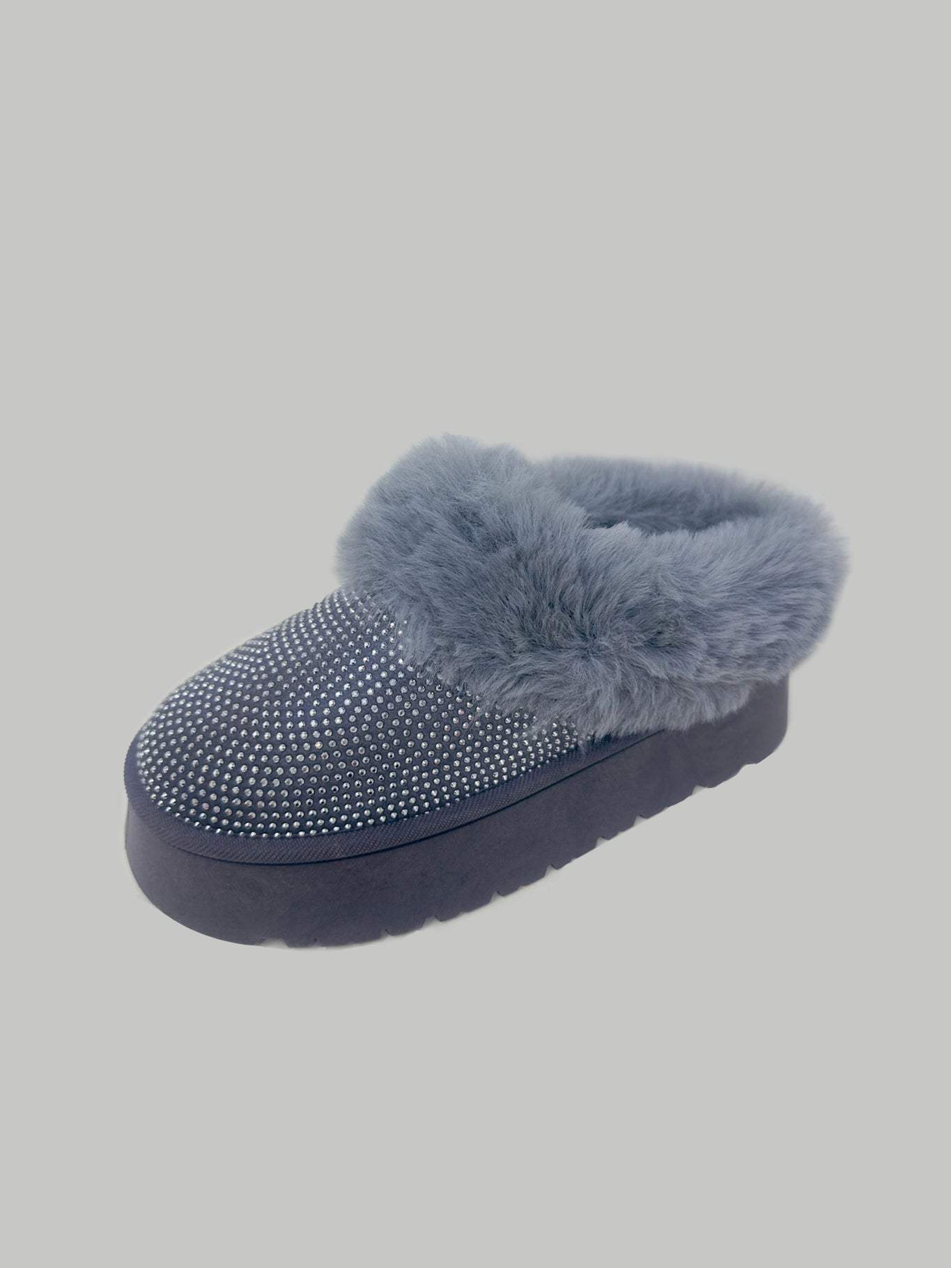 WILD DIVA Embellished Faux Fur Platform Booties - Trendsi - Flyclothing LLC