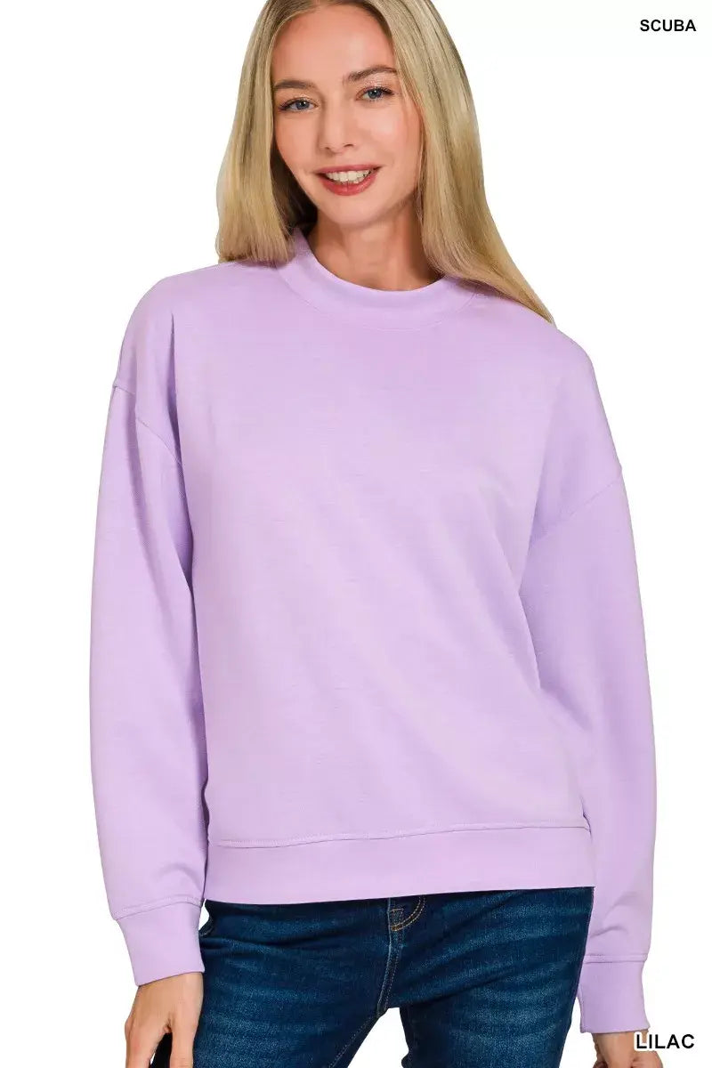 Zenana Scuba Mock Neck Sweatshirt and Joggers Set - Trendsi - Flyclothing LLC