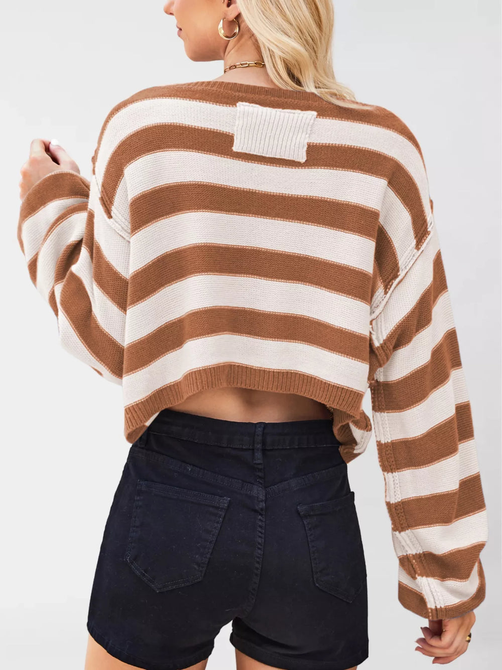 Striped Dropped Shoulder Sweater - Trendsi - Flyclothing LLC