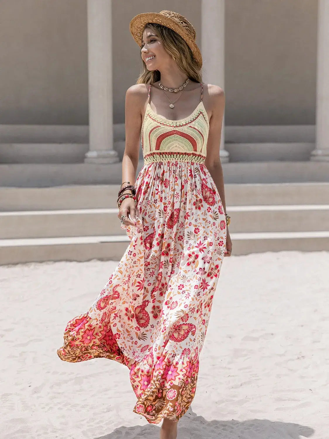 Printed Scoop Neck Cami Dress - Trendsi - Flyclothing LLC