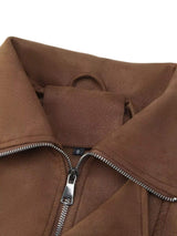 Asymmetrical Zipper Moto Jacket with Belt Detail - Trendsi - Flyclothing LLC