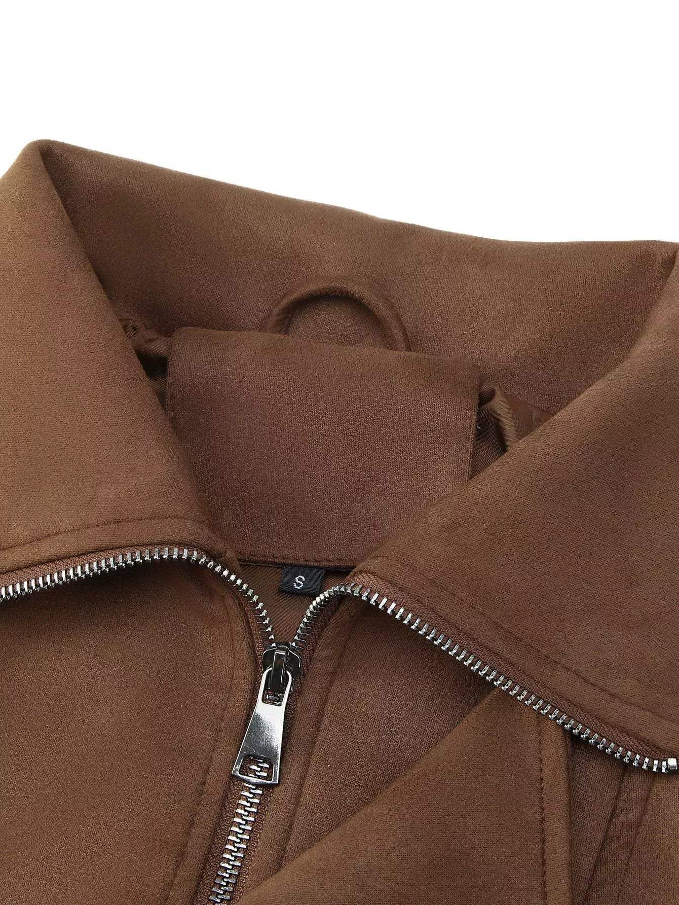 Asymmetrical Zipper Moto Jacket with Belt Detail - Trendsi - Flyclothing LLC