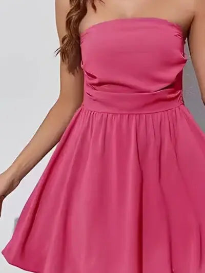 Ruched Tube Mini Dress - Trendsi - Flyclothing LLC