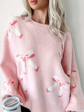 Bow Round Neck Long Sleeve Sweater - Trendsi - Flyclothing LLC