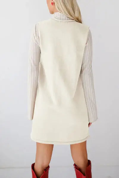 Lovelet Pocketed V-Neck Mini Sweater Overall Dress - Trendsi - Flyclothing LLC