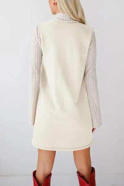 Lovelet Pocketed V-Neck Mini Sweater Overall Dress - Trendsi - Flyclothing LLC