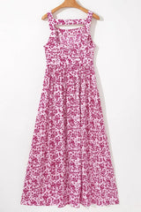 Floral Cutout Back Square Neck Maxi Dress - Trendsi - Flyclothing LLC