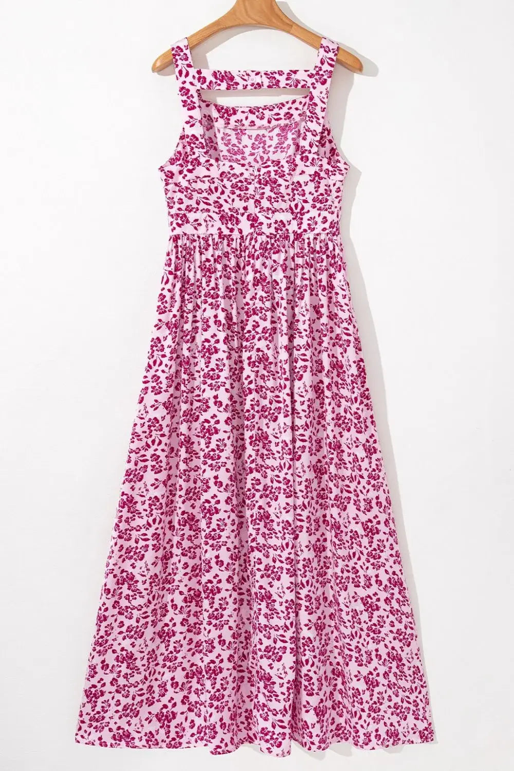 Floral Cutout Back Square Neck Maxi Dress - Trendsi - Flyclothing LLC