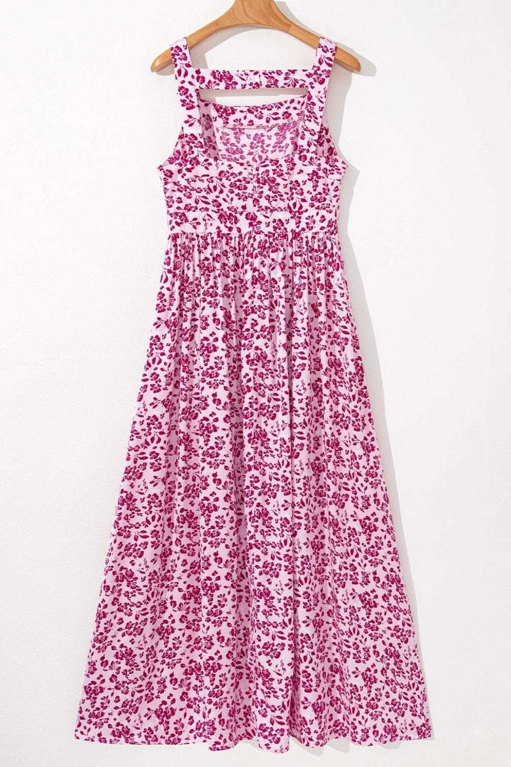 Floral Cutout Back Square Neck Maxi Dress - Trendsi - Flyclothing LLC