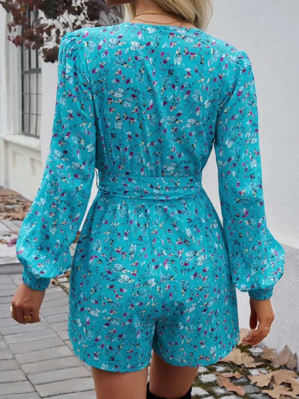 Devine Tied Surplice Long Sleeve Romper - Trendsi - Flyclothing LLC