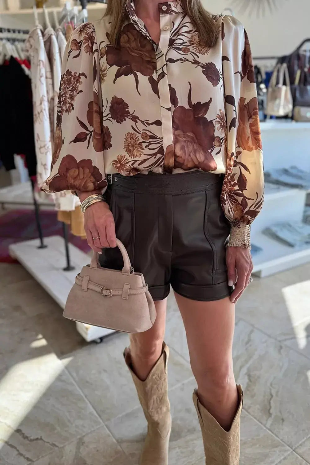 Floral Print Long Sleeve Shirt - Trendsi - Flyclothing LLC