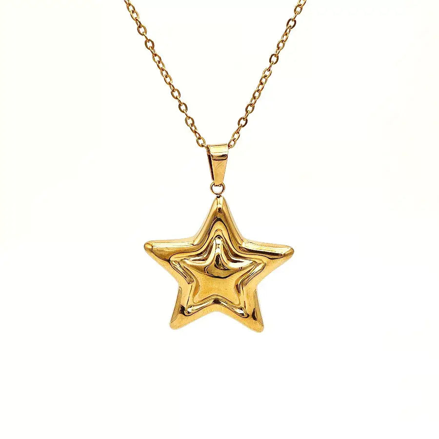Stainless Steel Zircon Star Necklace - Trendsi - Flyclothing LLC