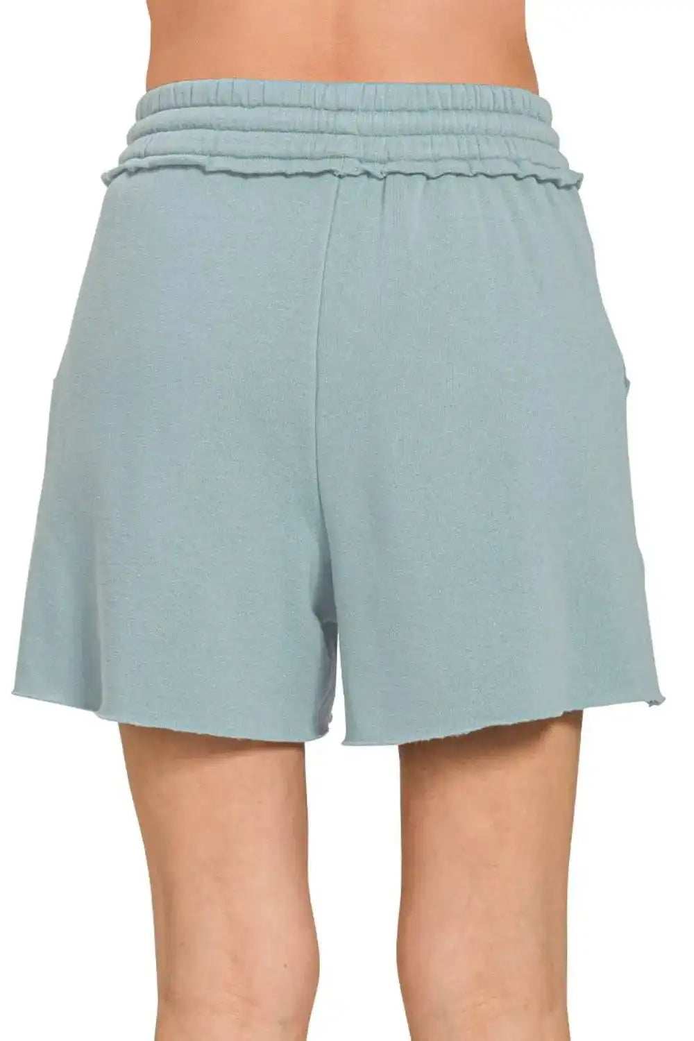 Zenana Fleece Raw Hem Shorts With Draw String - Trendsi - Flyclothing LLC